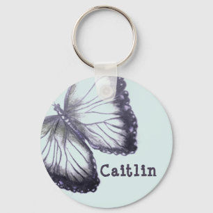 Personalized Sketched Butterfly Key Ring