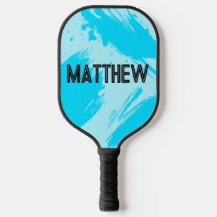 Personalized Sky Blue Abstract Custom Name Pickleball Paddle