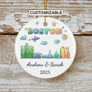 Personalized Skyline Boston Ornament Massachusetts