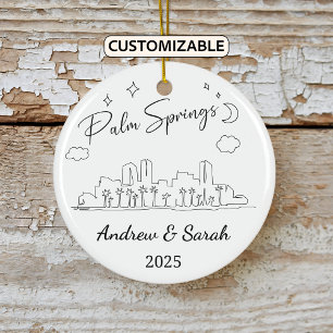 Personalized Skyline Palm Springs, California Ceramic Tree Decoration