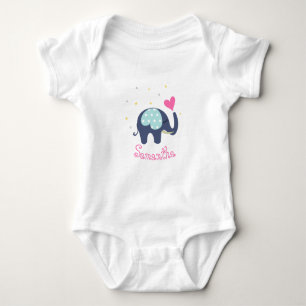 PERSONALIZED SLEEPY ELEPHANT STARS BABY BODYSUIT