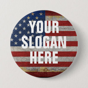 PERSONALIZED SLOGAN COUNTRY SAYING CUSTOMIZED FLAG 7.5 CM ROUND BADGE