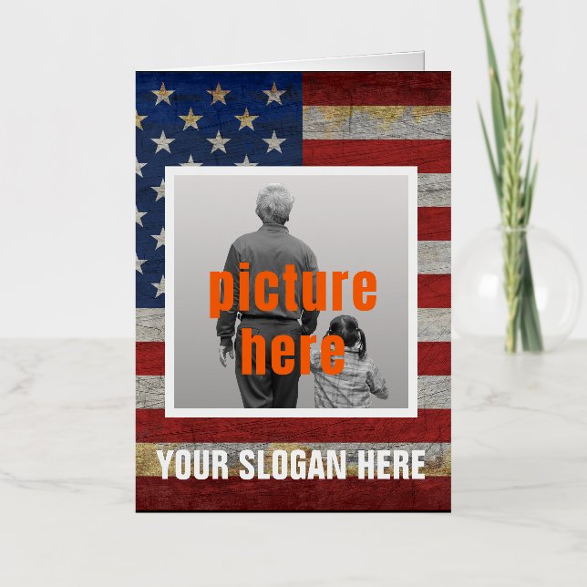 PERSONALIZED SLOGAN COUNTRY SAYING CUSTOMIZED FLAG FOIL GREETING CARD (Front)