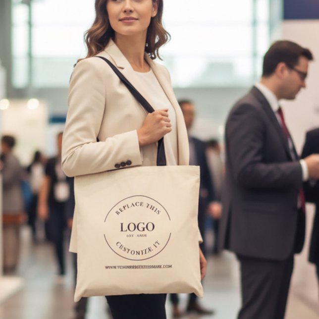 Personalized Small Business Branding Reusable Tote Bag (Custom tote bag with logo and website for trade shows and markets.)