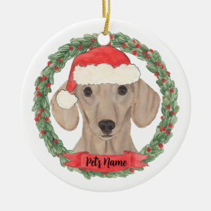 Personalized Smooth Red Dachshund Ceramic Tree Decoration