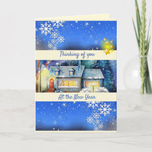 Personalized Snowflakes & Stars New Year  Holiday Card