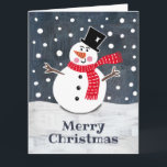Personalized Snowman Christmas Card<br><div class="desc">This snowman Christmas snow scene is printed from a collage designed by Helen McCartney Designs.</div>