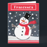 Personalized Snowman Christmas Card<br><div class="desc">This snowman Christmas snow scene is printed from a collage designed by Helen McCartney Designs.</div>