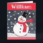 Personalized Snowman Christmas Card<br><div class="desc">This snowman Christmas snow scene is printed from a collage designed by Helen McCartney Designs.</div>