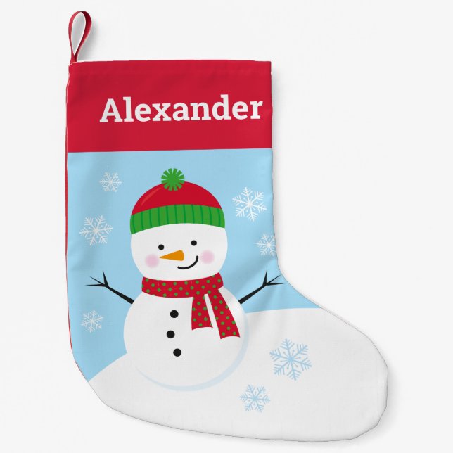 Personalized Snowman Christmas Stocking for Kids (Front)