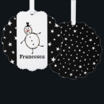 Personalized Snowman Christmas Tree Decoration Card<br><div class="desc">This personalized Christmas card features the Christmas Crew's Snowman Character.</div>