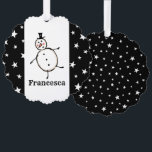 Personalized Snowman Christmas Tree Decoration Card<br><div class="desc">This personalized Christmas card features the Christmas Crew's Snowman Character.</div>