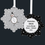 Personalized Snowman Christmas Tree Decoration Card<br><div class="desc">This personalized Christmas card features the Christmas Crew's Snowman Character.</div>