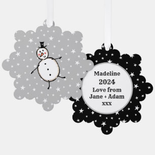 Personalized Snowman Christmas Tree Decoration Card