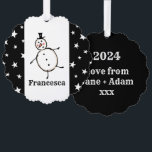 Personalized Snowman Christmas Tree Decoration Card<br><div class="desc">This personalized Christmas card features the Christmas Crew's Snowman Character.</div>