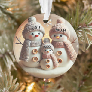 Personalized Snowman Family Ornament