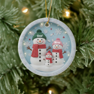 Personalized Snowman Family Ornament