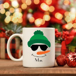 Personalized Snowman Green hat and Sunglasses Coffee Mug<br><div class="desc">Personalized Snowman Green hat and Sunglasses</div>
