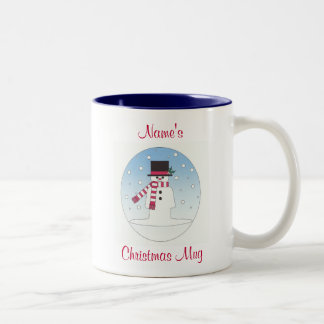 personalized snowman Two-Tone coffee mug