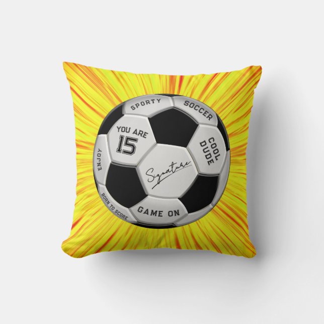Personalized Soccer Ball Birthday | Age Name Text Cushion (Front)