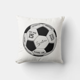 Personalized Soccer Ball Birthday Age Name Text Cushion