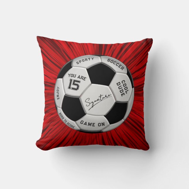 Personalized Soccer Ball Birthday | Age Name Text Cushion (Front)