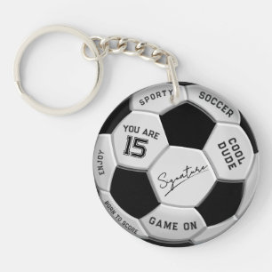 Personalized Soccer Ball Birthday Age Name Text Key Ring