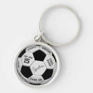 Personalized Soccer Ball Birthday Age Name Text Key Ring