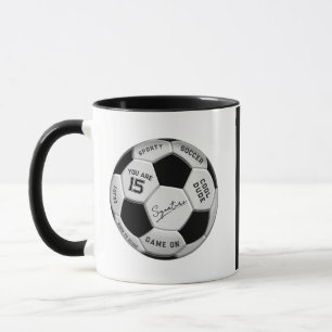 Personalized Soccer Ball Birthday Age Name Text Mug