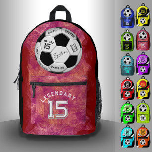 Personalized Soccer Ball Birthday Age Name Text Printed Backpack