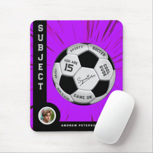 Personalized Soccer Ball Bold Font Pink Milestone Mouse Pad