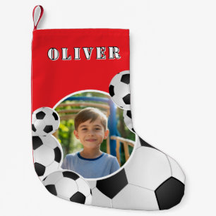 Personalized Soccer Ball Football Boy Photo  Small Christmas Stocking