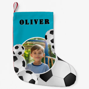 Personalized Soccer Ball Football Boy Photo Small Christmas Stocking
