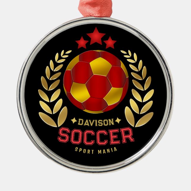 Personalized Soccer Emblem Art Metal Tree Decoration (Front)