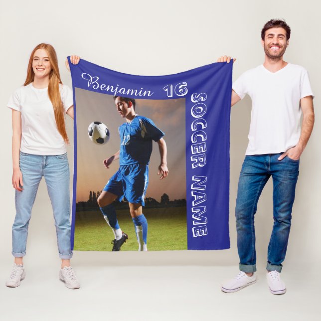 Personalized soccer player team  fleece blanket (In Situ)