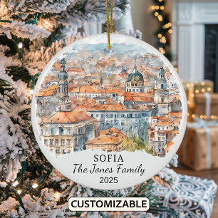 Personalized Sofia Ornament, Bulgaria Gift Ceramic Tree Decoration