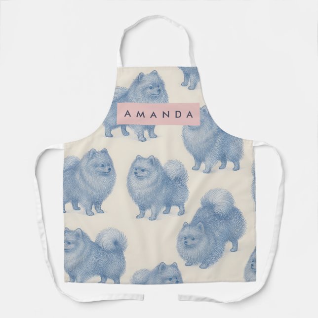 Personalized Soft and Cute Pomeranian Pattern Apron (Front)