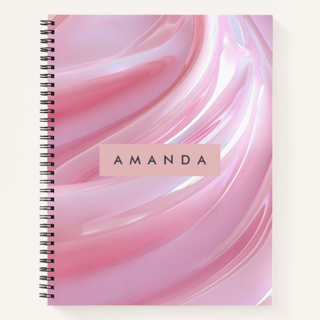 Personalized Soft Blush Satin Swirl in Pearlescent Notebook (Front)