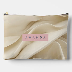 Personalized Soft Cream Abstract Minimal Flow  Accessory Pouch