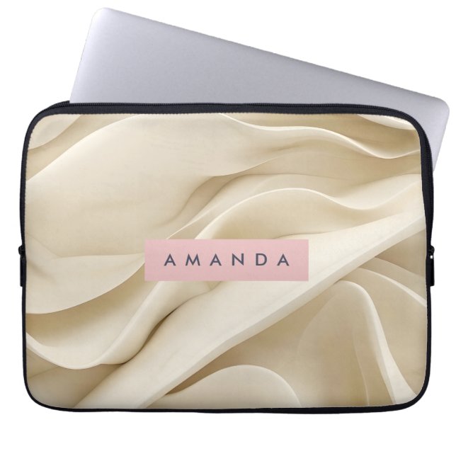 Personalized Soft Cream Abstract Minimal Flow  Laptop Sleeve (Front)