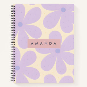 Personalized Soft Lavender Daisy Flower Notebook