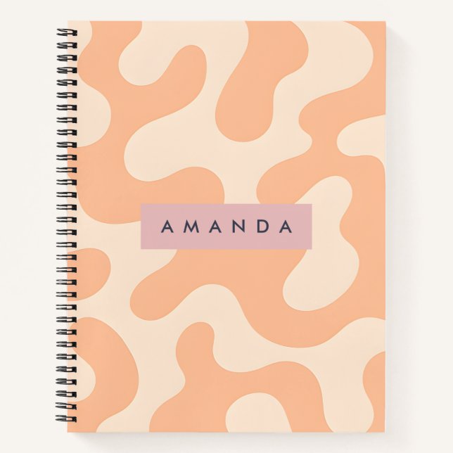 Personalized Soft Peach Pastel Abstract Camo  Notebook (Front)
