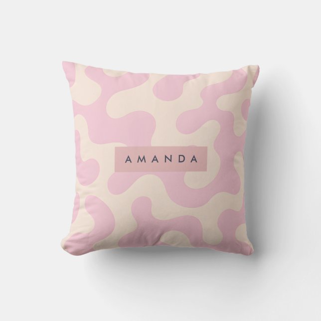 Personalized Soft Pink and Beige Abstract Camo Cushion (Front)