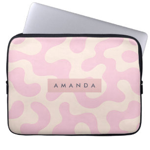 Personalized Soft Pink and Beige Abstract Camo Laptop Sleeve