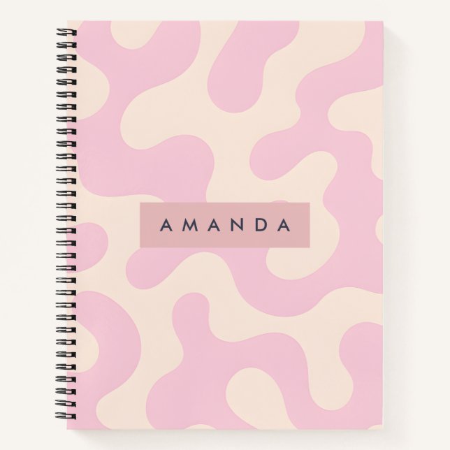 Personalized Soft Pink and Beige Abstract Camo Notebook (Front)