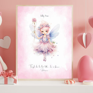 Personalized Soft Pink Fairy Nursery Wall Art