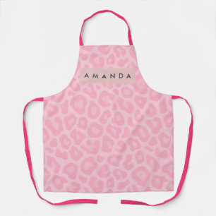 Personalized Soft Pink Leopard Print Apron