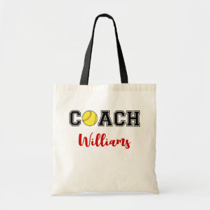 Personalized softball coach team tote bag