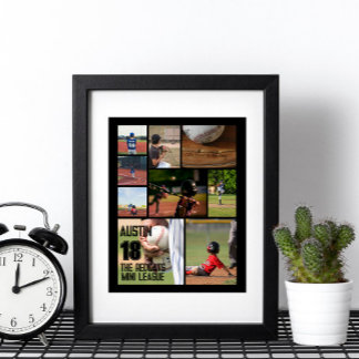 Personalized Softball Photo Collage Name Team # Poster