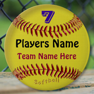 PERSONALIZED Softball Pins, NUMBER, NAME and TEAM 6 Cm Round Badge